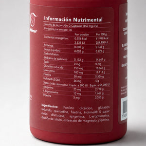 Antioxidant Complex BENE — reverso del envase con ingredientes y dosificación
