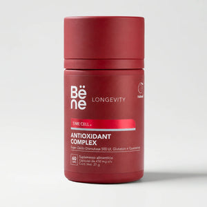 Antioxidant Complex BENE — frente del envase, suplemento antioxidante con SOD, quercetina y fisetina