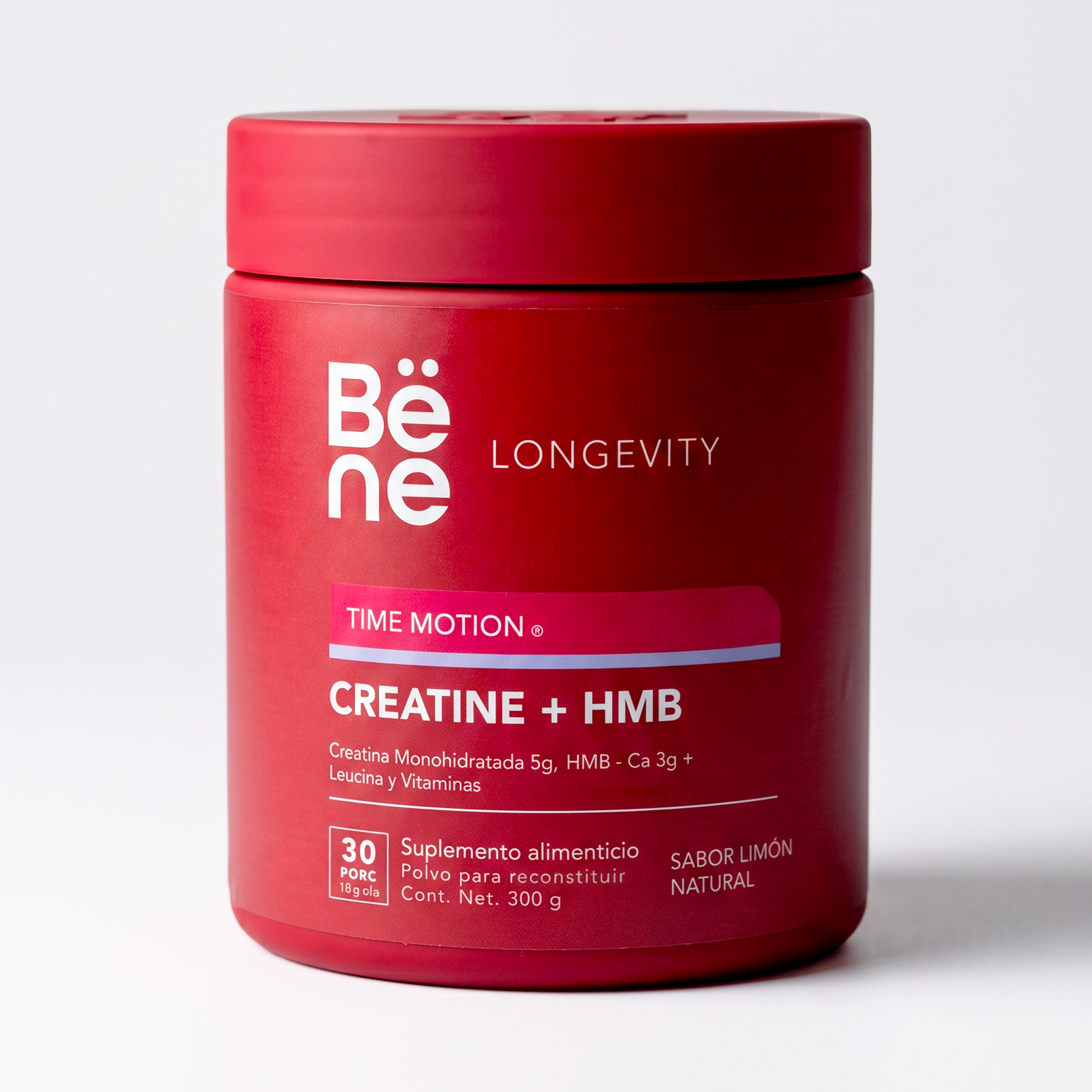 Creatine + HMB BENE — frente del envase, suplemento de creatina y HMB para fuerza y masa muscular
