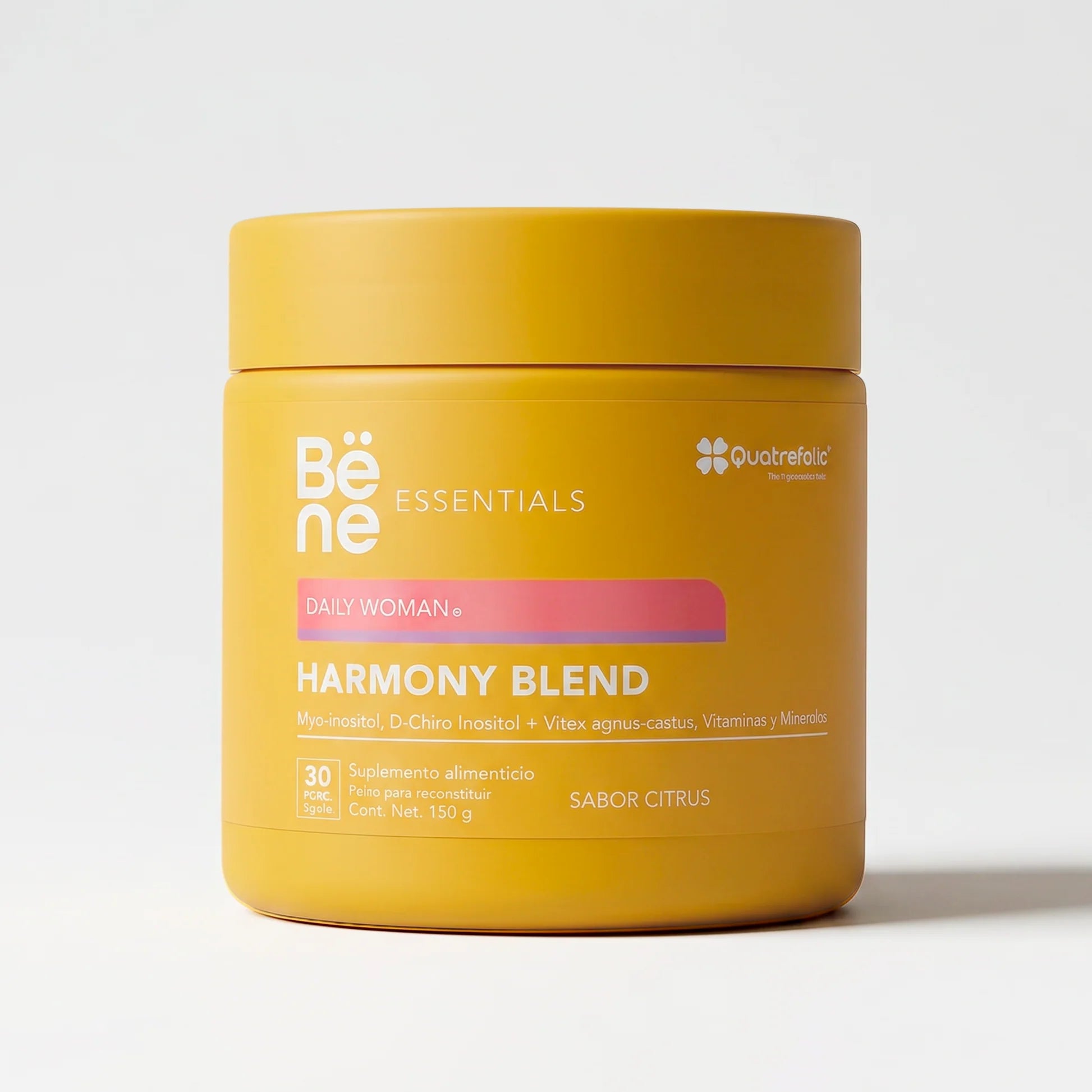 Harmony Blend BENE — frente del envase, suplemento para equilibrio hormonal femenino con mioinositol y vitex