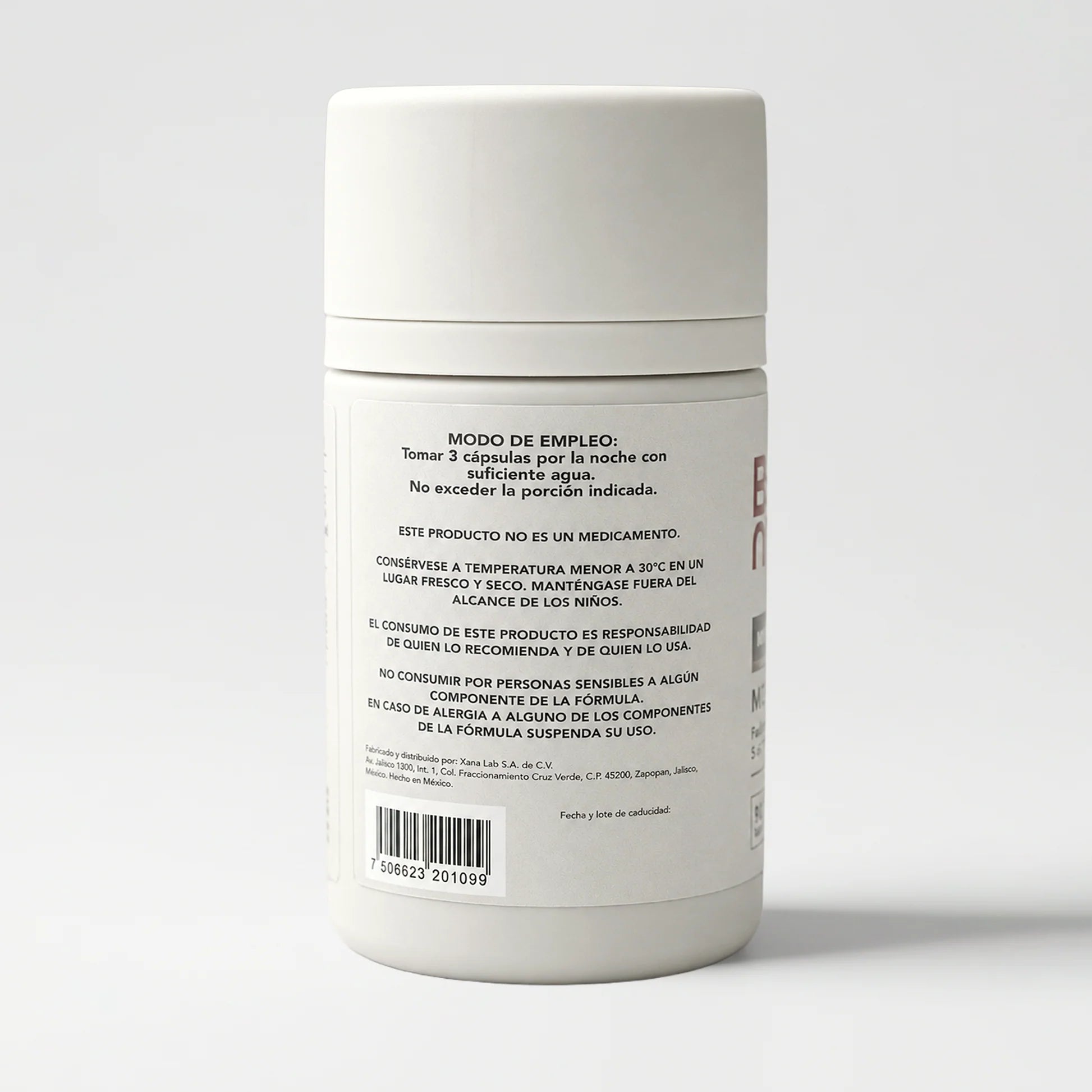 Magnesium L-Threonate + Bacopa BENE — vista lateral del envase para memoria
